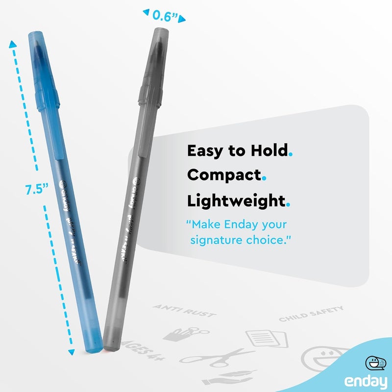 Enday Ballpoint Pens Bulk Blue and Black Pens (240 Pack) 120 Black & 120 Blue - Medium Point (1.0mm) Flexible Round Barrel For Writing Comfort, Pens Bulk for School, Home and Office. - Image 5